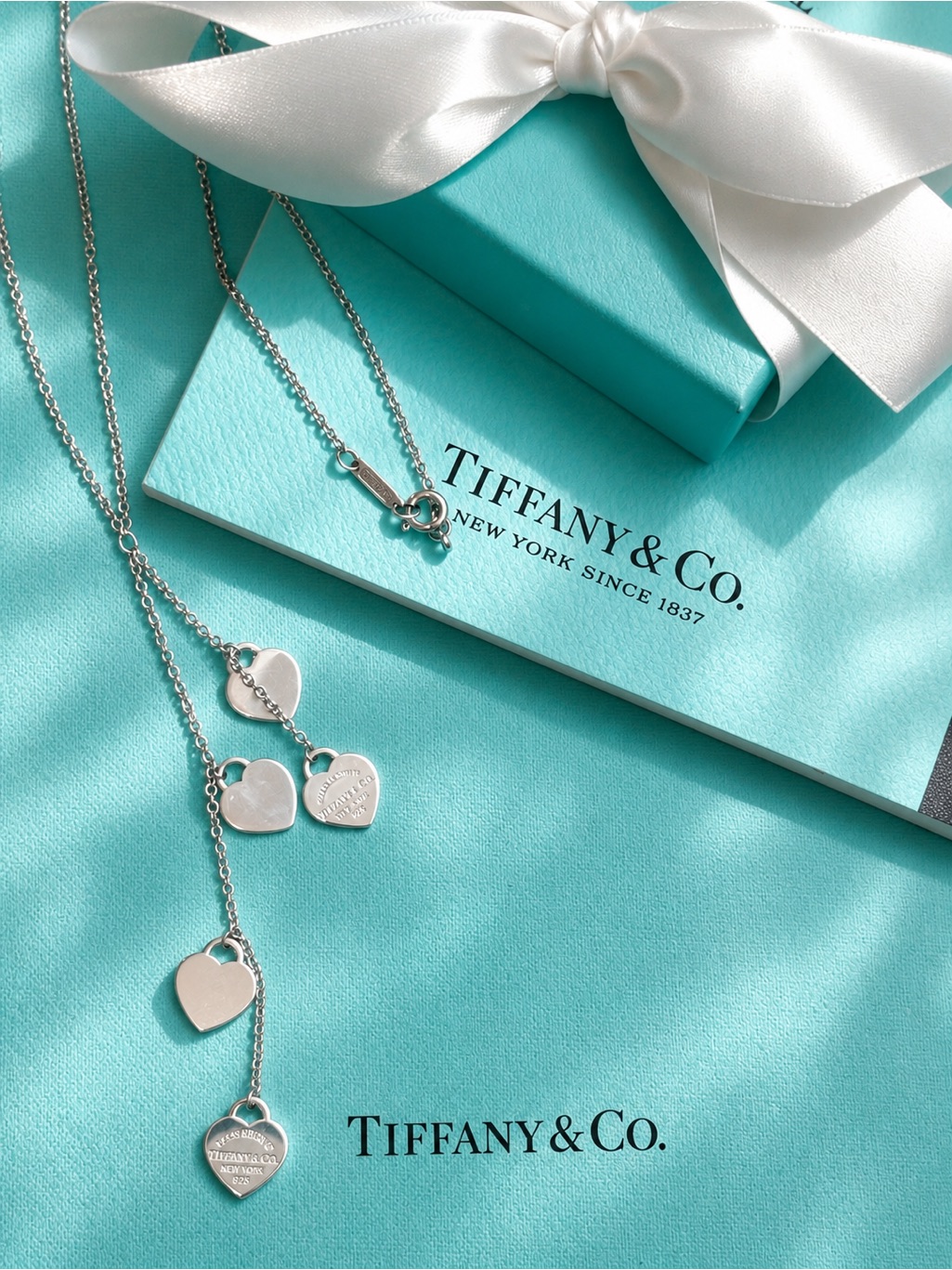 Authentic Tiffany & Co Multi-Heart Lavalier Necklace
